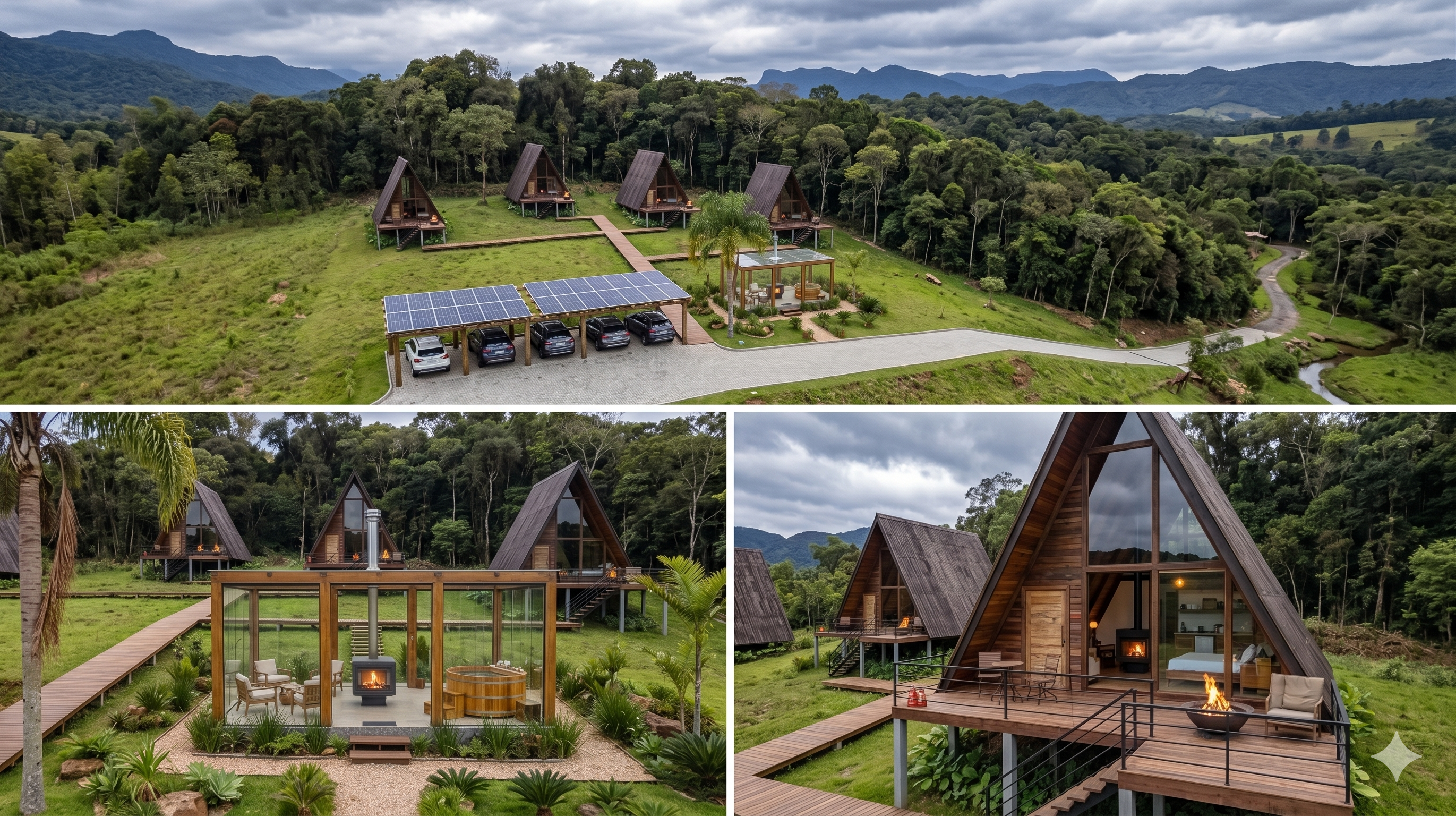 Área de Contemplação em vidro com Ofurô e Fire Pit